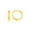 14k Yellow Gold Petite Round Hoop Earrings with Geometric Texture