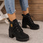Chunky Heel Plus Size Martin Boots - Fashionable All-Match Style