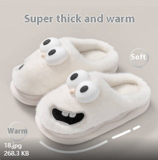 Cozy Cartoon Big Eye Dog Cotton Slippers for Women