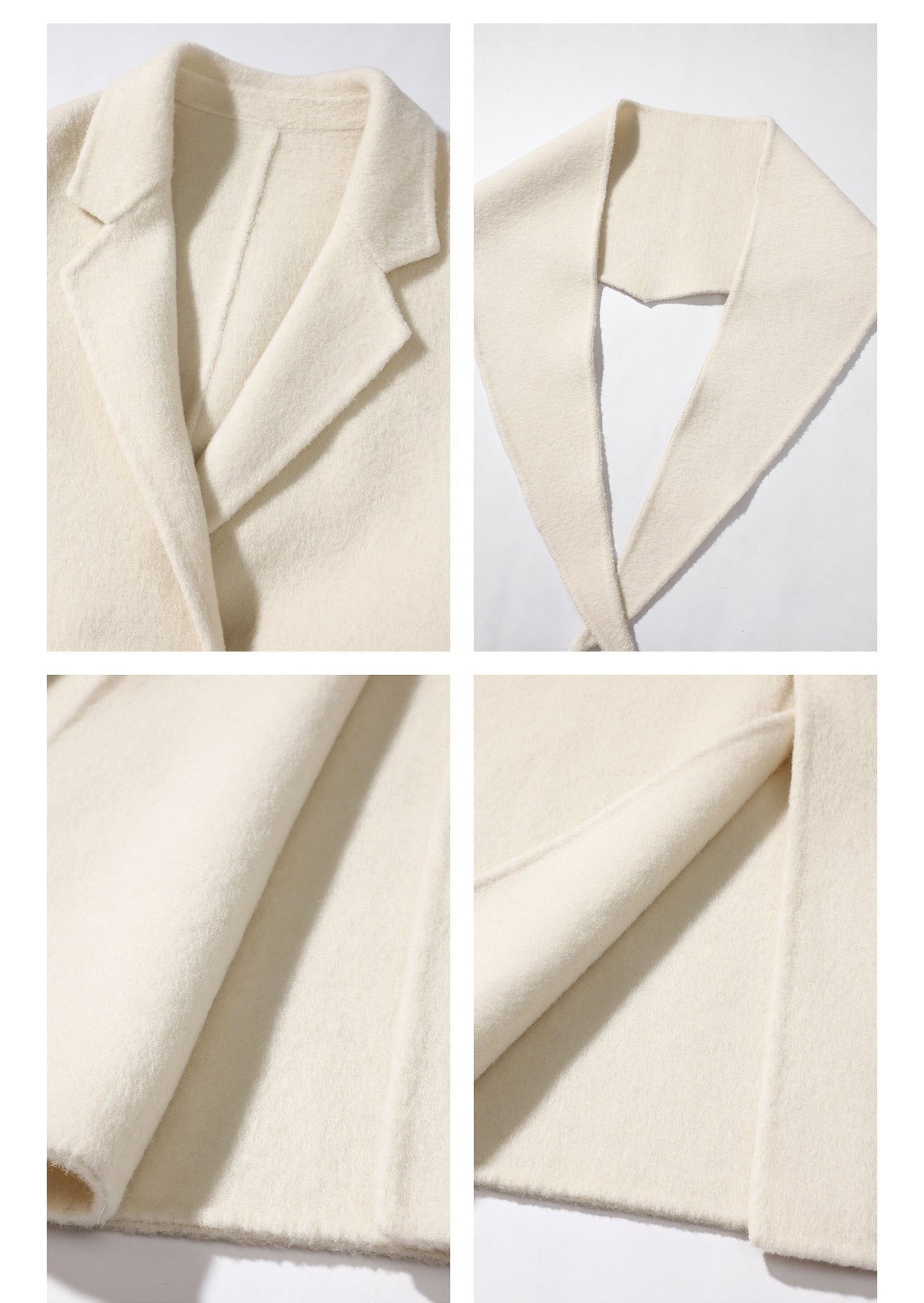 Double Breasted Cream Wool Coat for Women