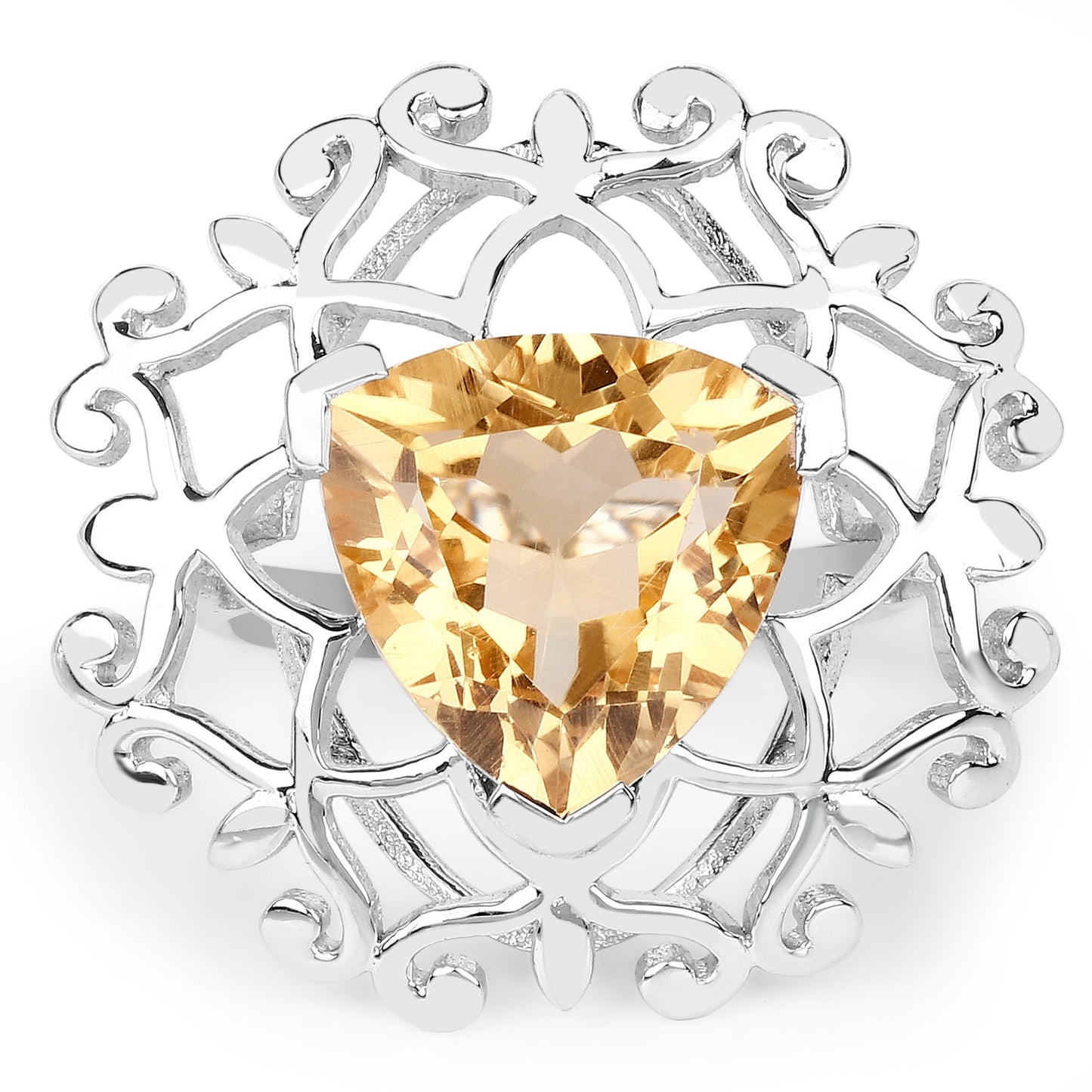 Anillo de Compromiso de Plata Esterlina con Citrino de 5.71 Quilates