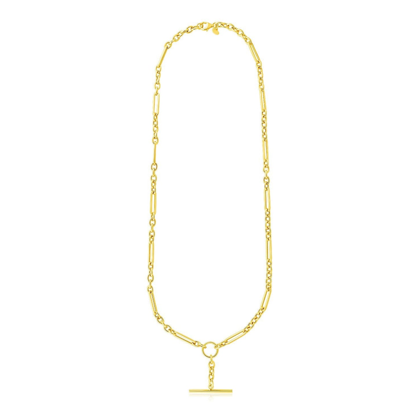 14k Yellow Gold Alternating Oval and Round Chain Necklace