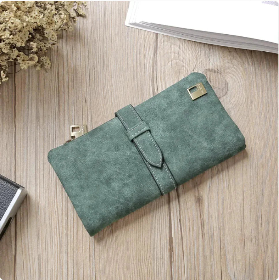 Portefeuille Long en Cuir pour Femme avec Fermeture Éclair