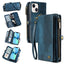Coque de portefeuille magnétique 2-en-1 premium pour iPhone 13 - Bleu