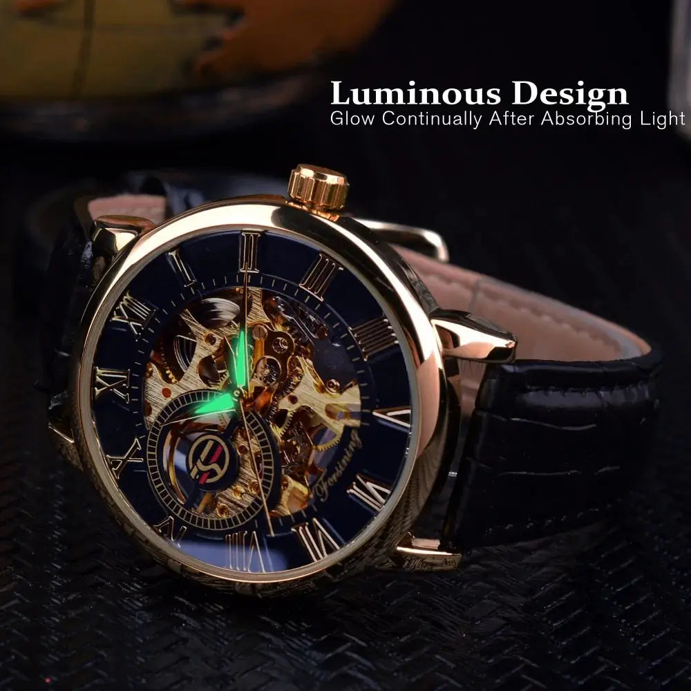 Men's Luxury Mechanical Watch with Leather Band
