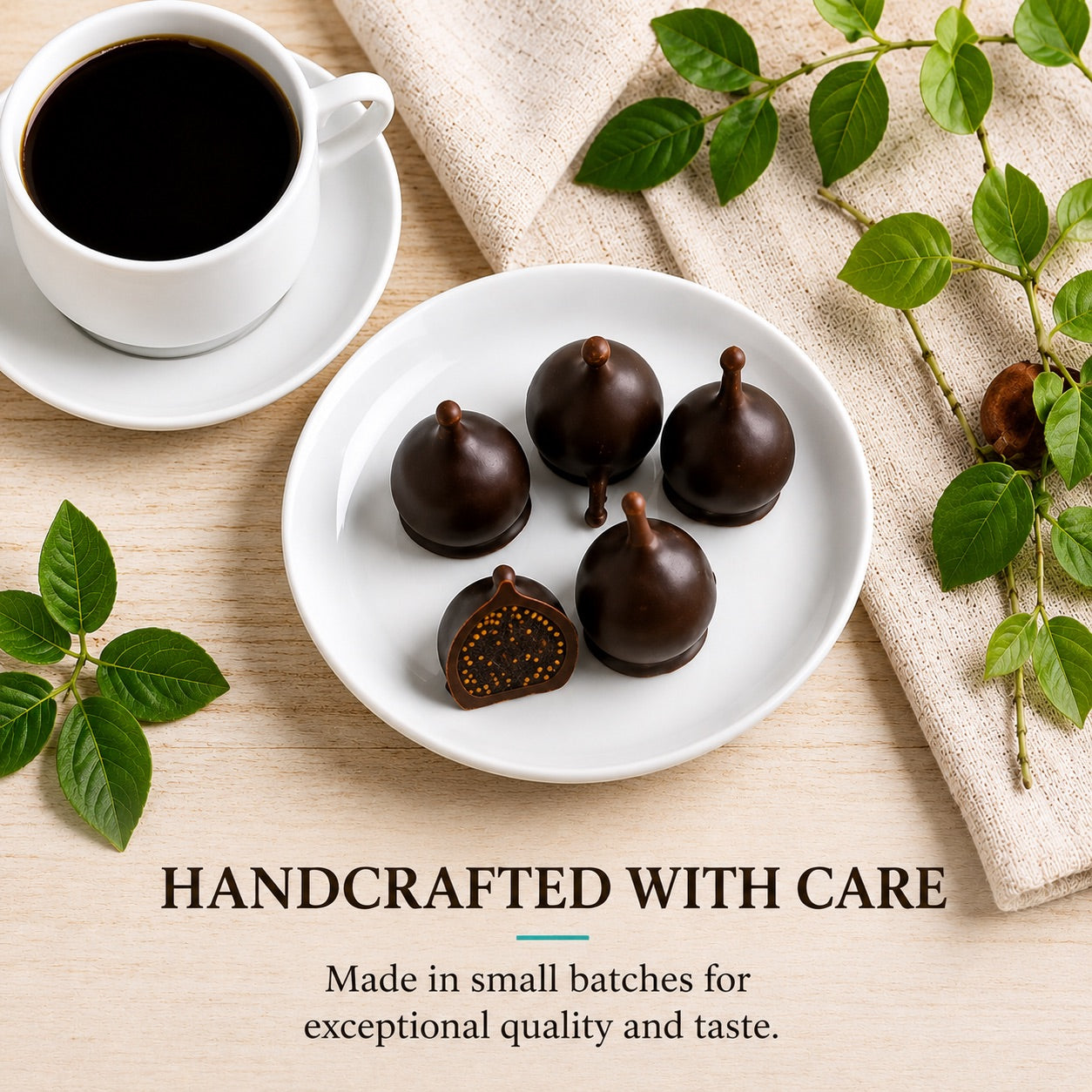 Higos de Chocolate Negro Belga Vegano Andy Anand - Caja de Regalo de 24 Piezas