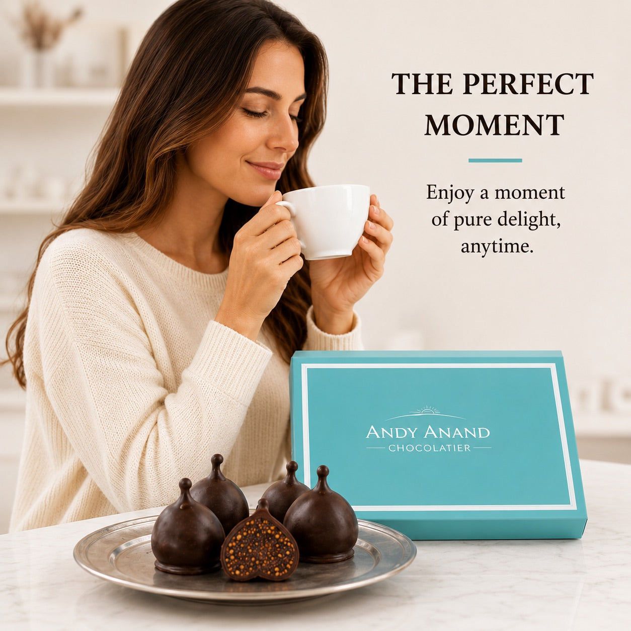 Higos de Chocolate Negro Belga Vegano Andy Anand - Caja de Regalo de 24 Piezas