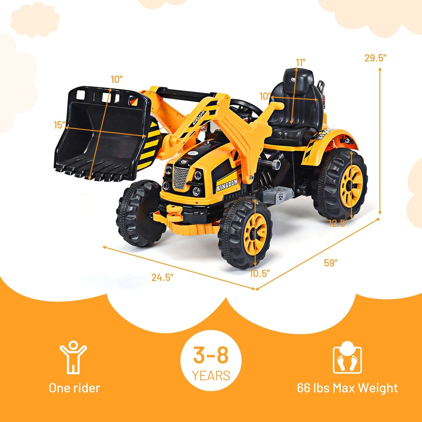 12V Battery Powered Kids Ride-On Dumper Truck - Yellow