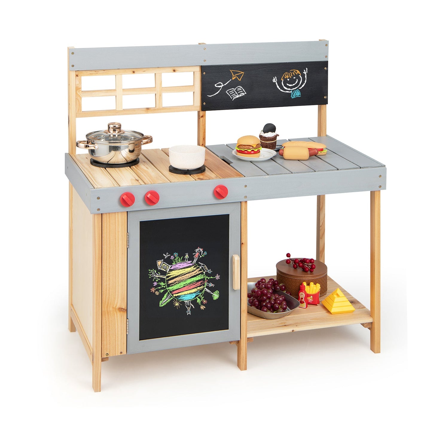 Outdoor Kid's Mud Kitchen Set with Water Box for Toddlers