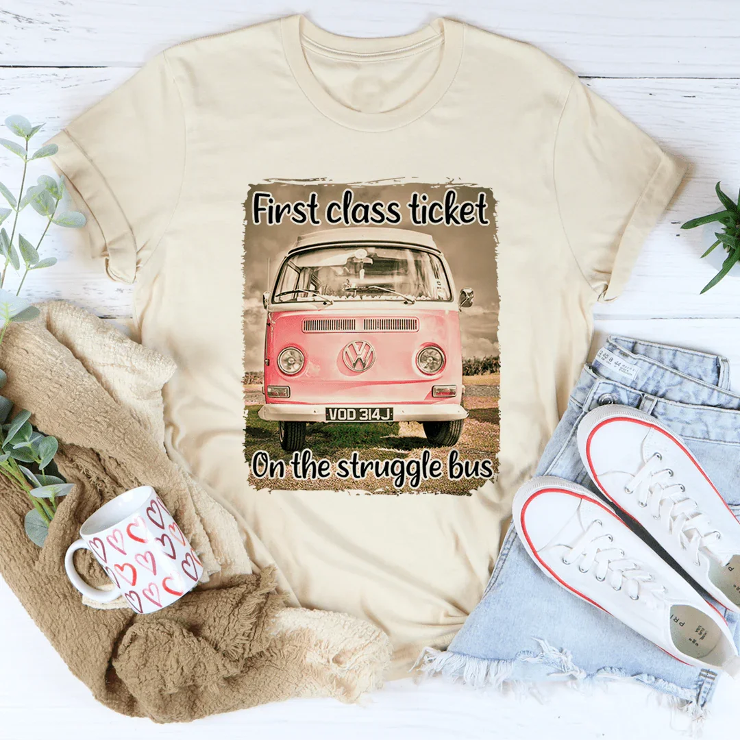 Camiseta con boleto de primera clase en el autobús de la lucha
