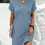 Vestido Pullover V-Neck de Dos Botones Elegante