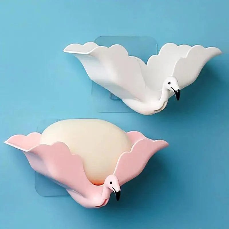 Jabonera Flamingo - Elegante soporte para jabón con ganchos