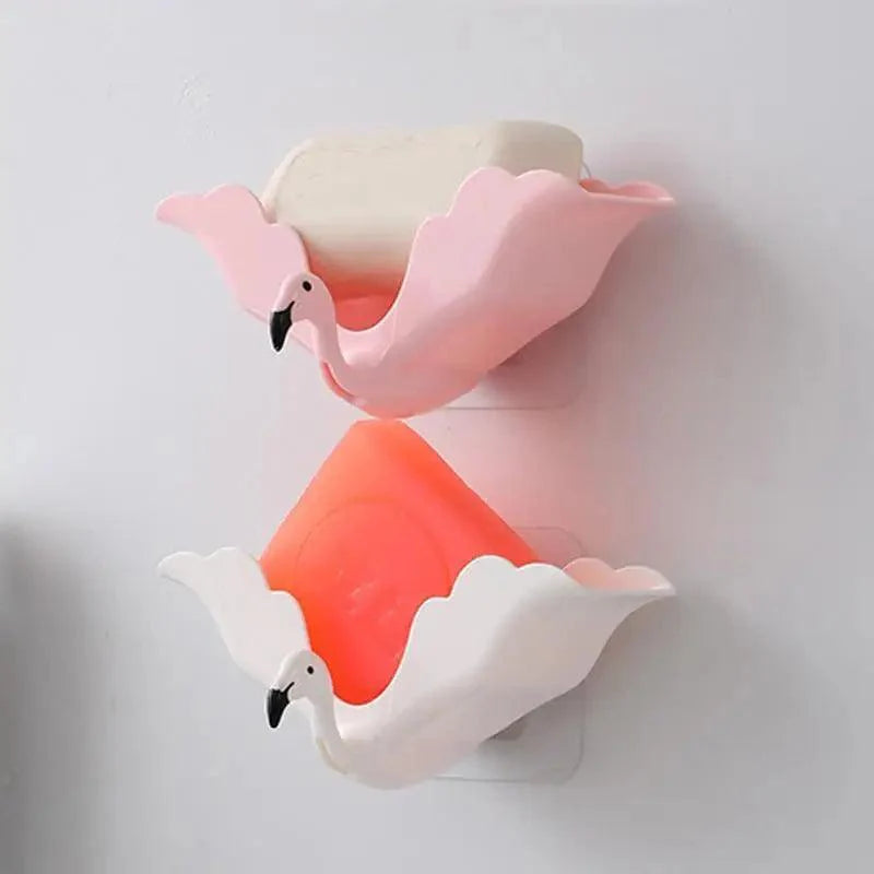 Jabonera Flamingo - Elegante soporte para jabón con ganchos