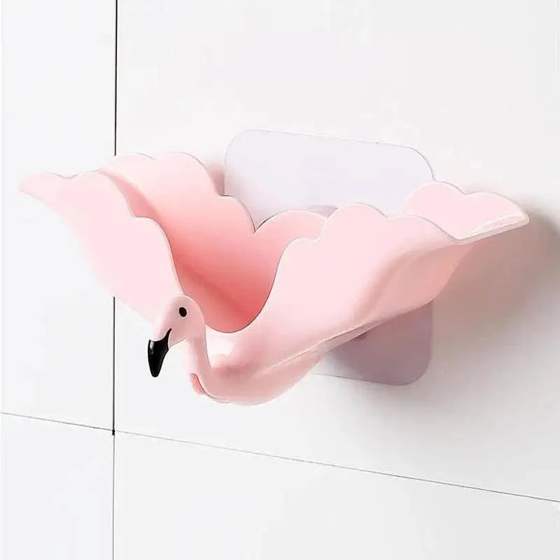 Jabonera Flamingo - Elegante soporte para jabón con ganchos