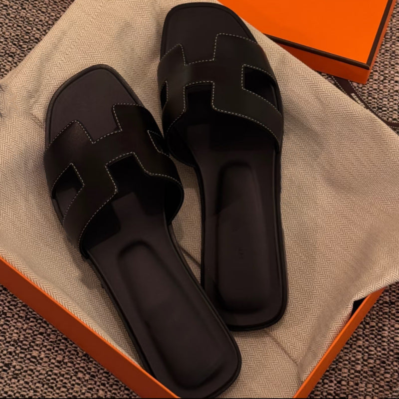 Flat bottomed beach sandals are fashionable casual lightweight and can be worn as a single drag - Korvel