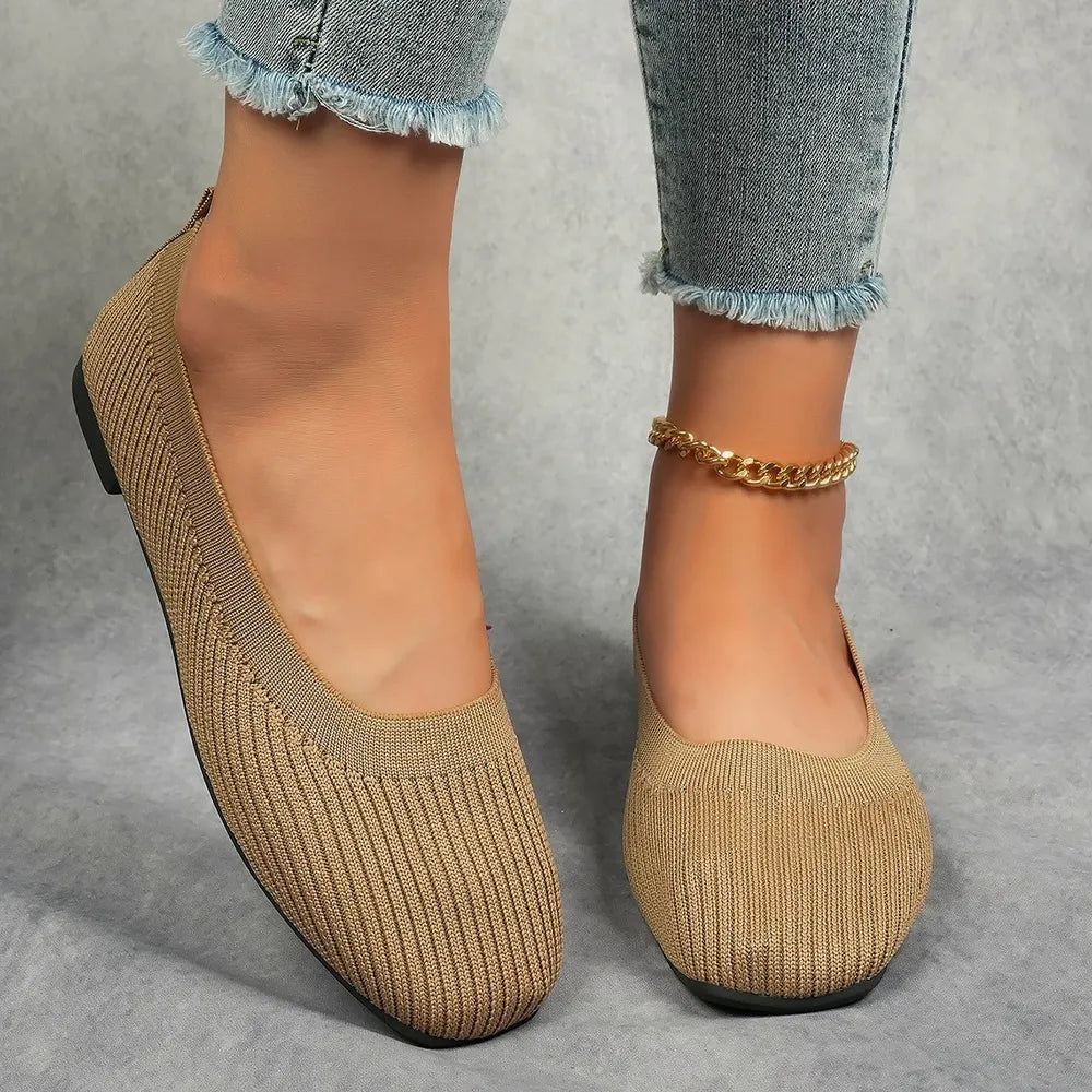 Flat bottomed lazy single shoe women's flying woven breathable casual versatile bean shoes - Korvel