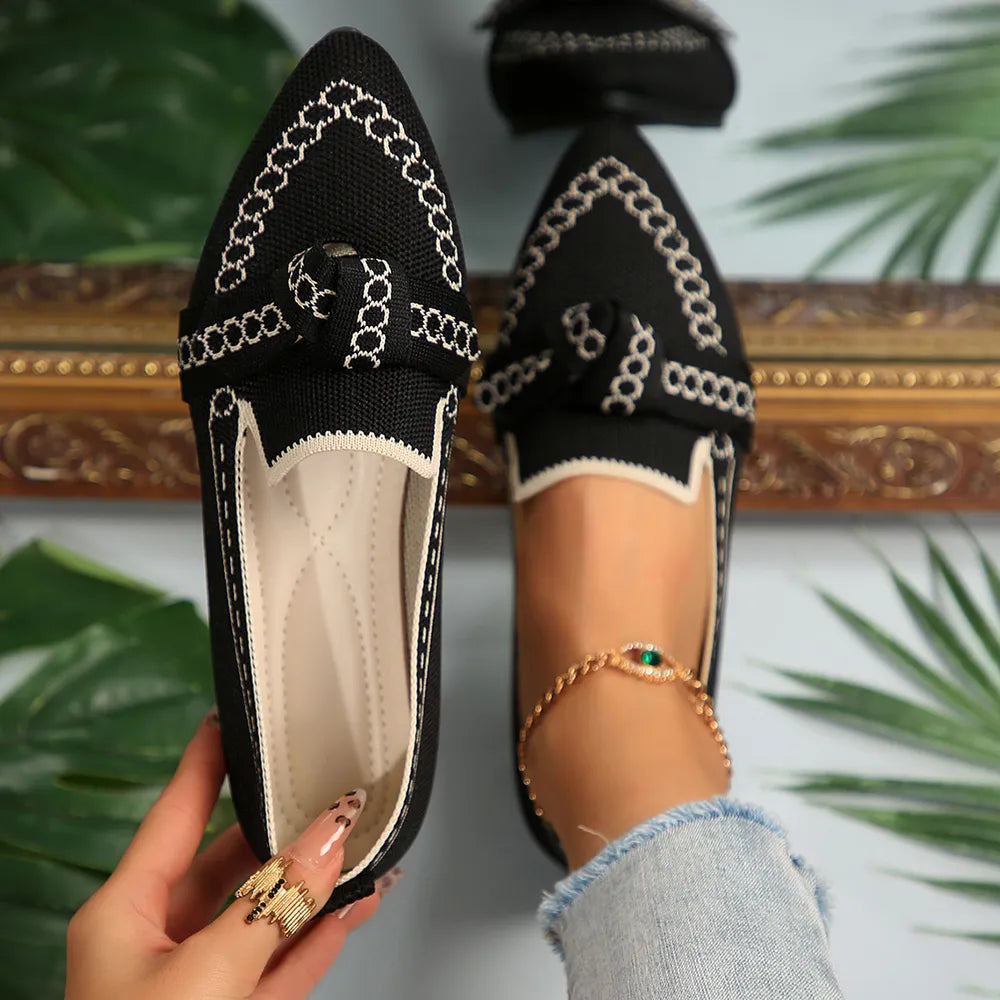 Belles chaussures plates à nœud pour femmes, confort au quotidien