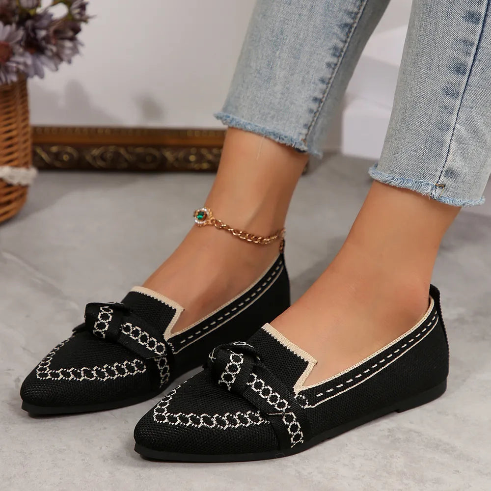 Belles chaussures plates à nœud pour femmes, confort au quotidien