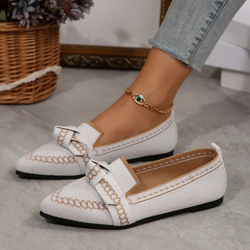 Belles chaussures plates à nœud pour femmes, confort au quotidien