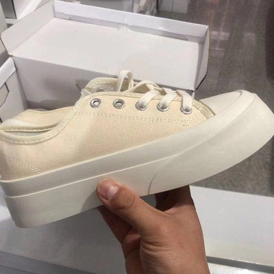 Women's Vintage Casual Flat White Sneakers