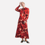 Elegant Printed Long Skirt Dress with Flip Collar