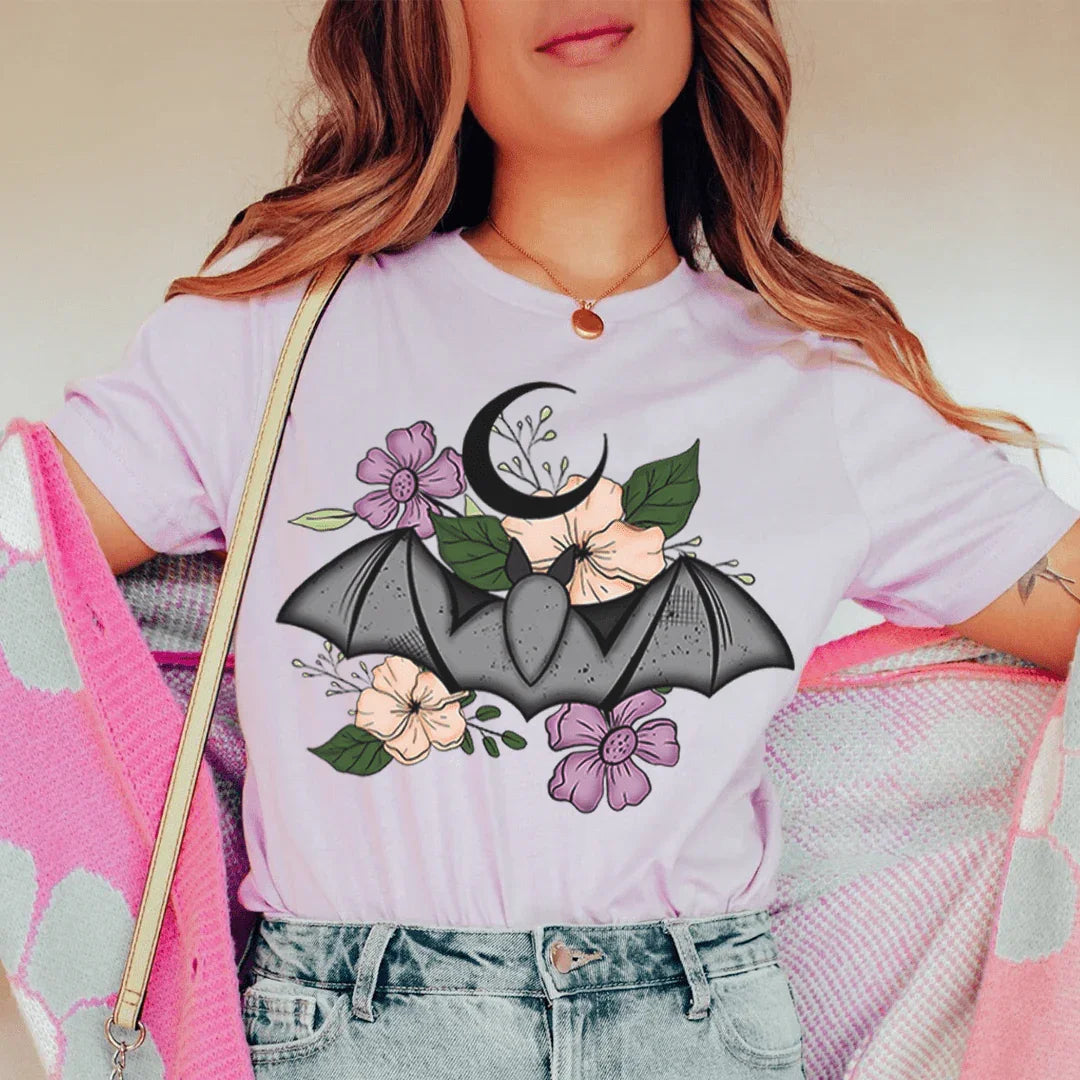 Floral Bat Tee - Premium Comfort and Style