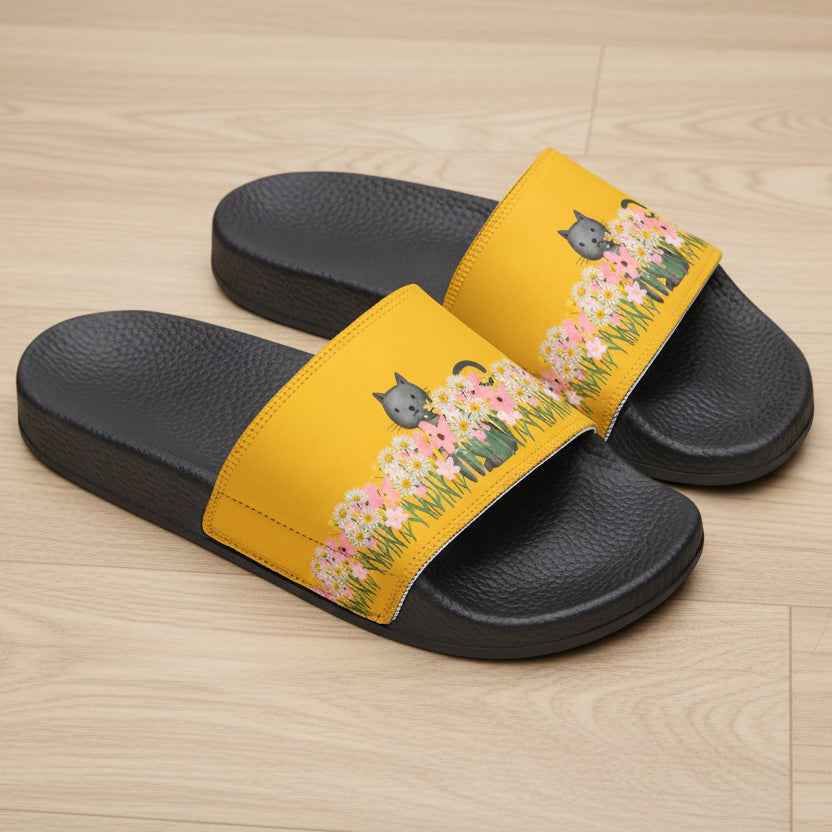 Sandalias deslizantes de gato floral — Edición Garden Observer