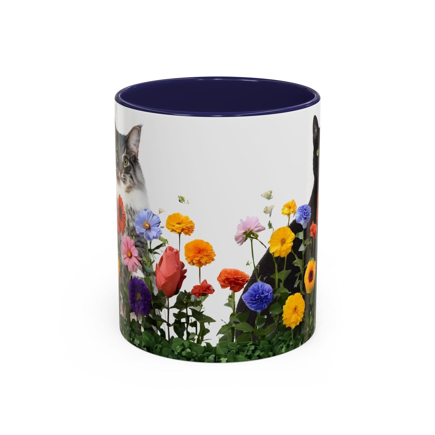 Floral Cats Coffee Mug - Vibrant Ceramic Drinkware