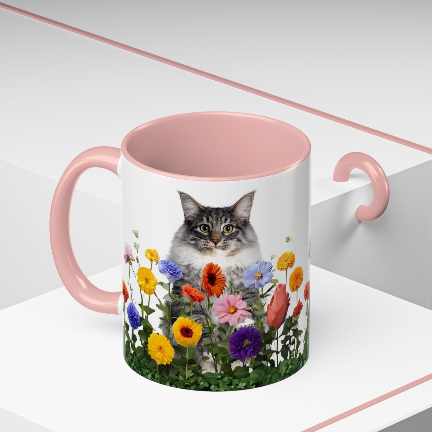 Floral Cats Coffee Mug - Vibrant Ceramic Drinkware