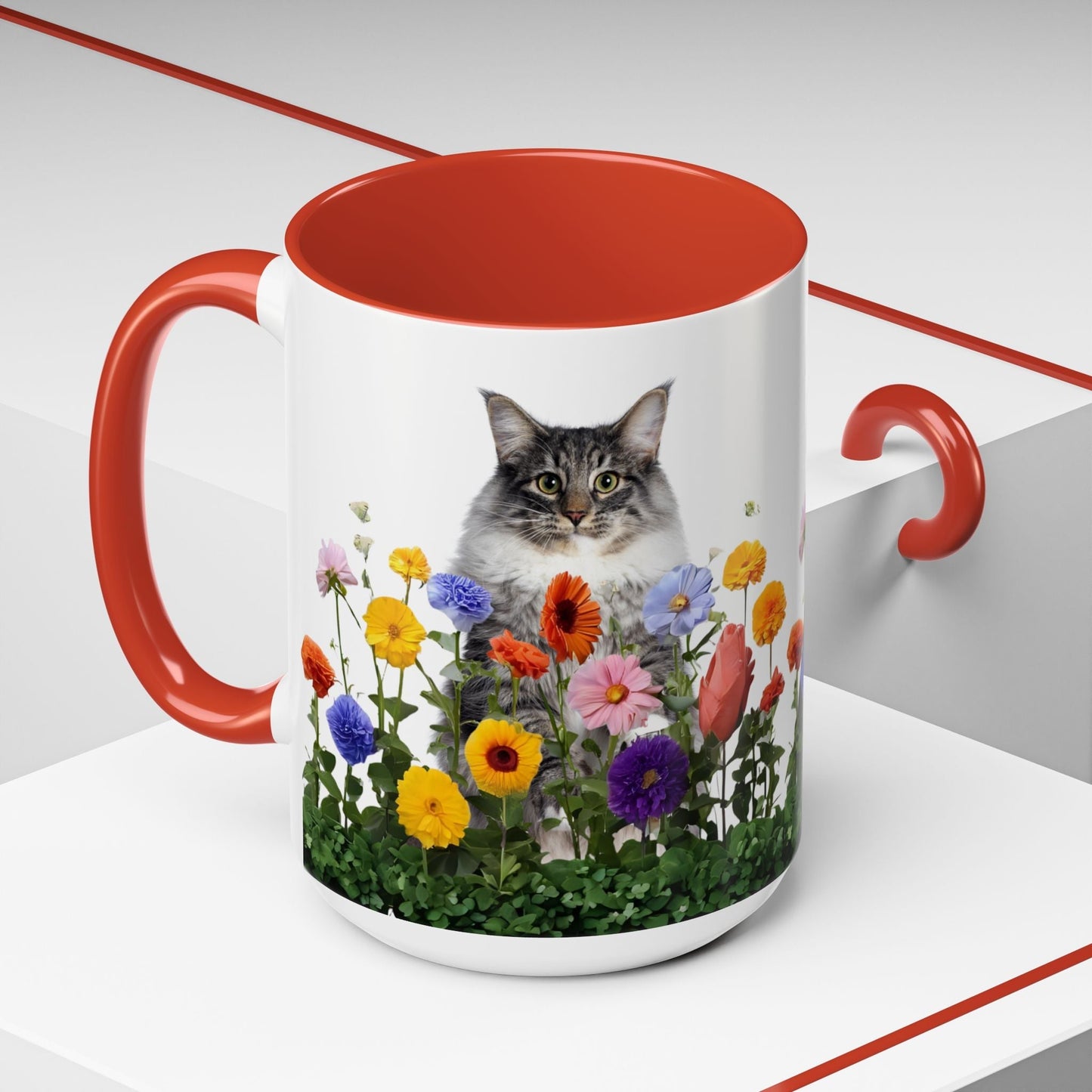 Floral Cats Coffee Mug - Vibrant Ceramic Drinkware
