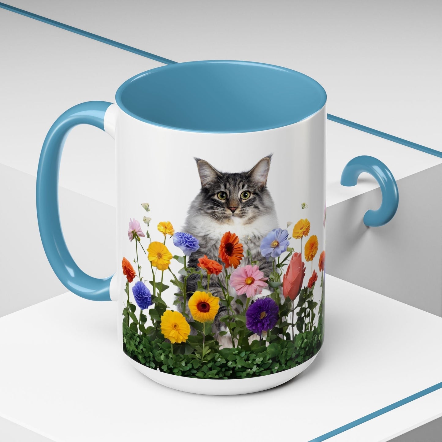Floral Cats Coffee Mug - Vibrant Ceramic Drinkware