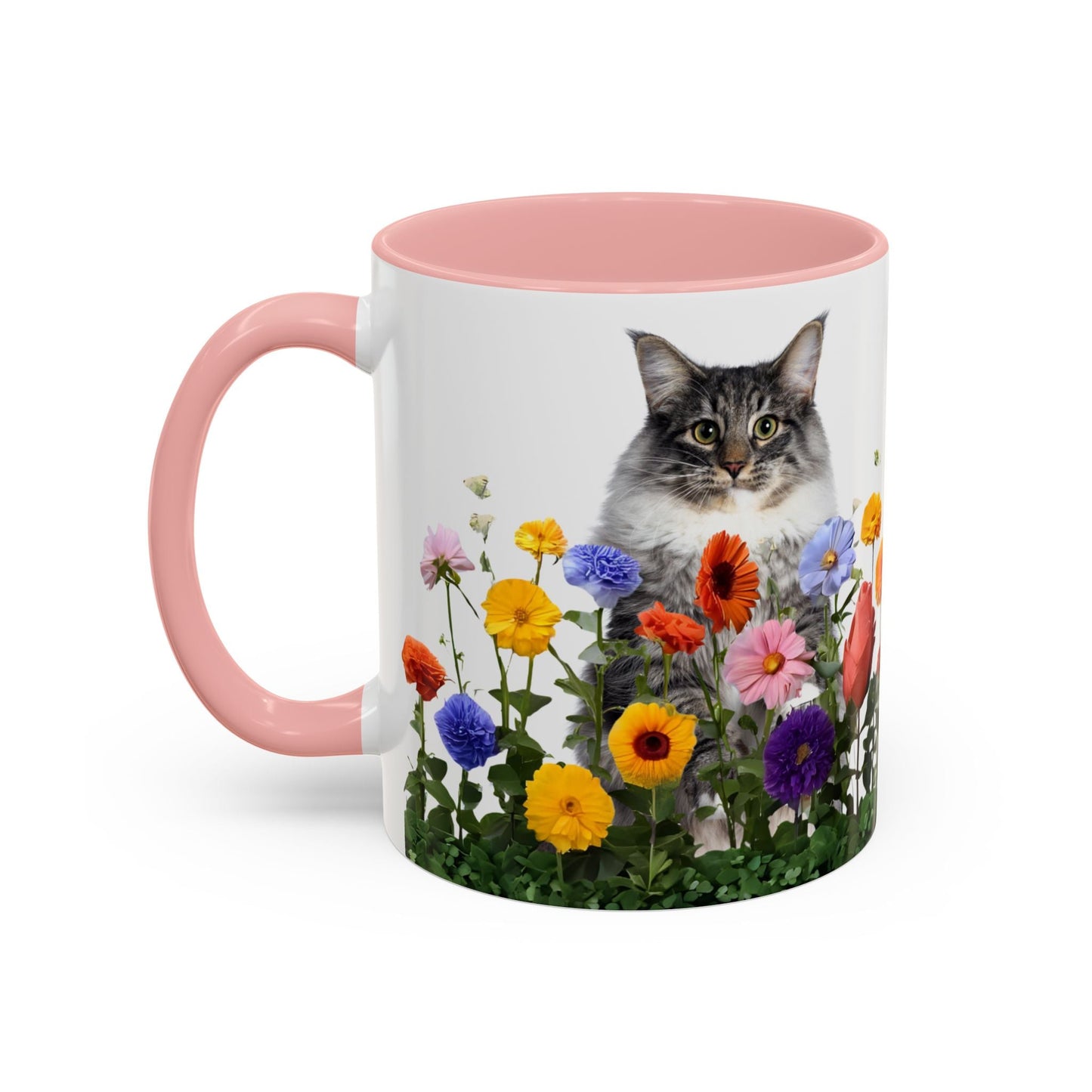 Floral Cats Coffee Mug - Vibrant Ceramic Drinkware