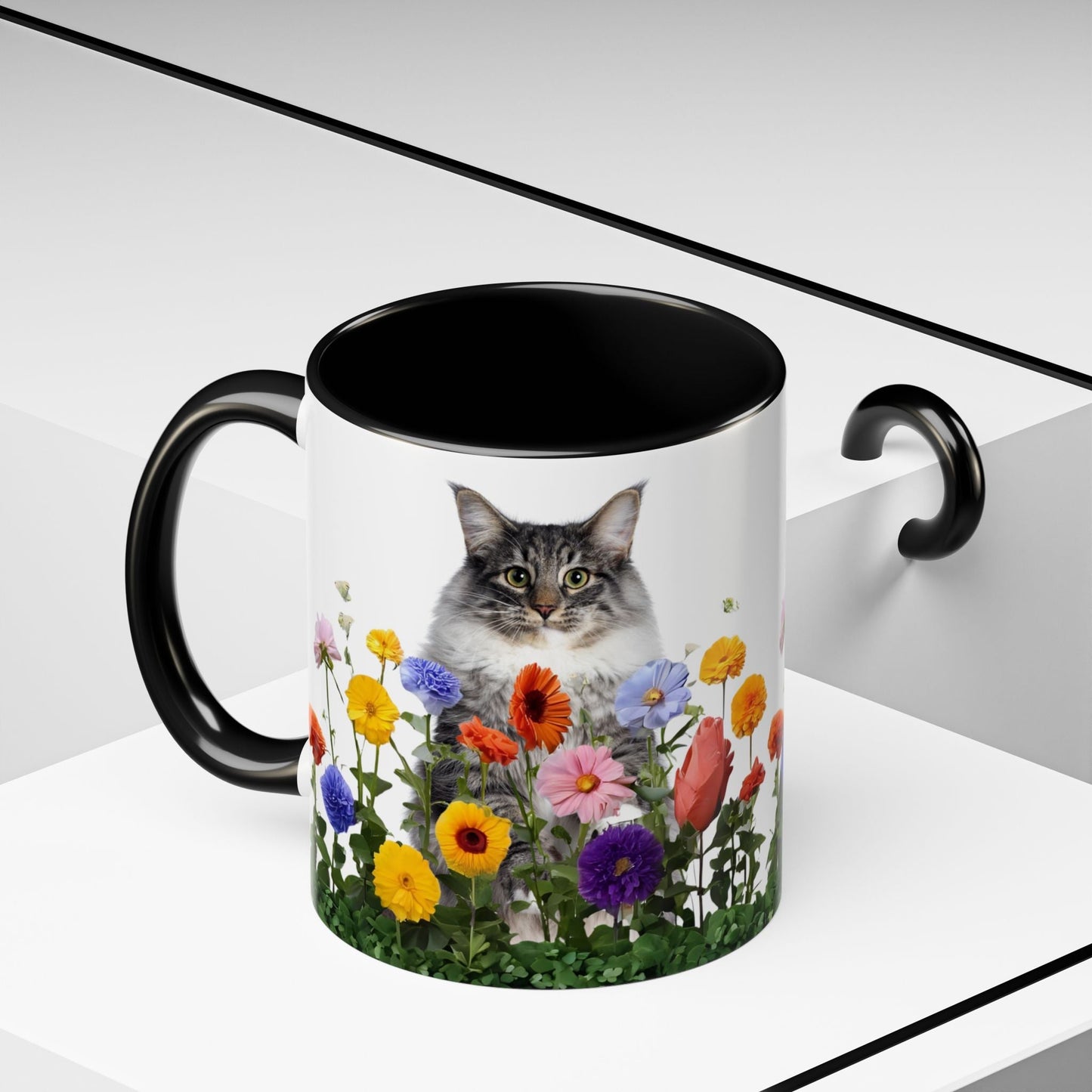Floral Cats Coffee Mug - Vibrant Ceramic Drinkware