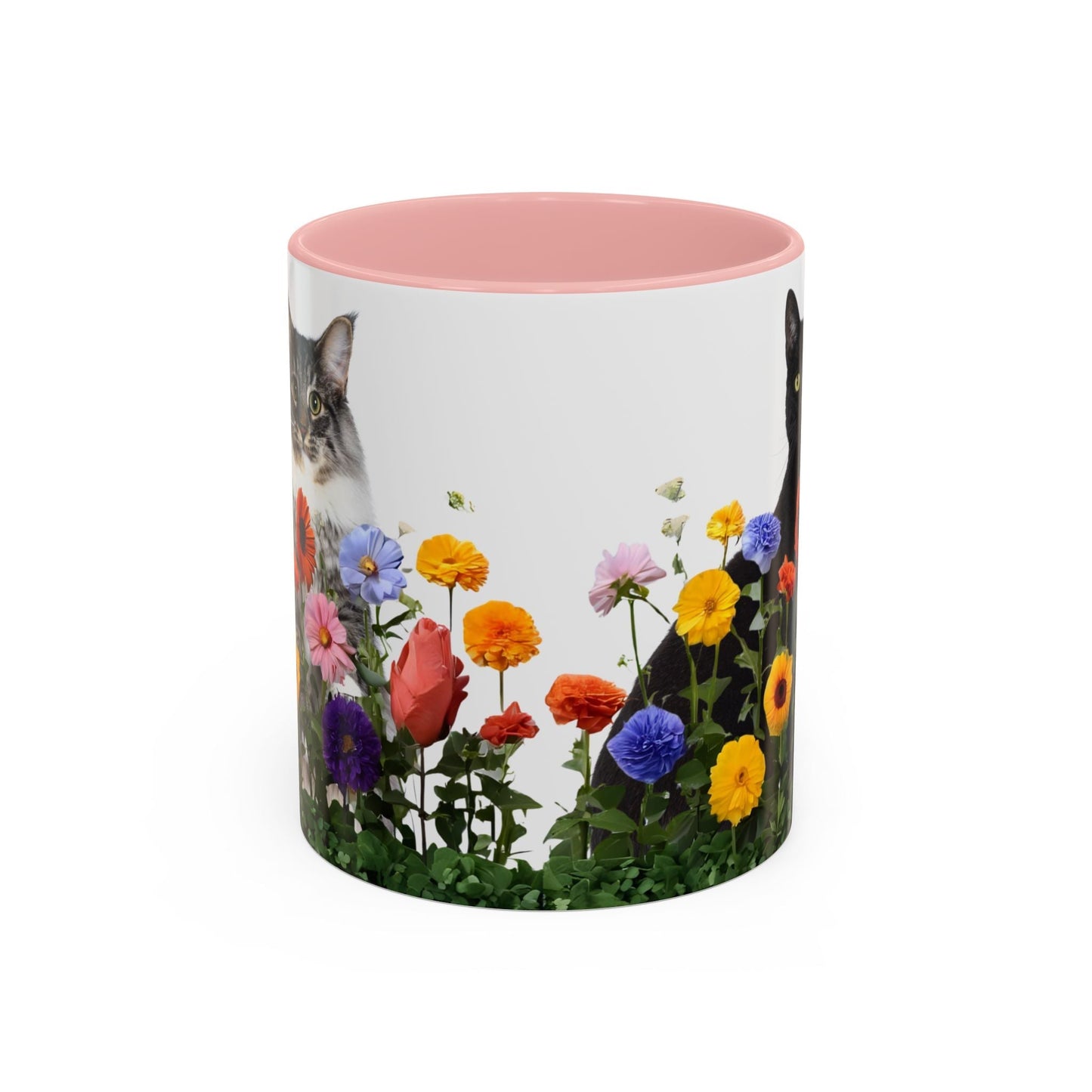 Floral Cats Coffee Mug - Vibrant Ceramic Drinkware