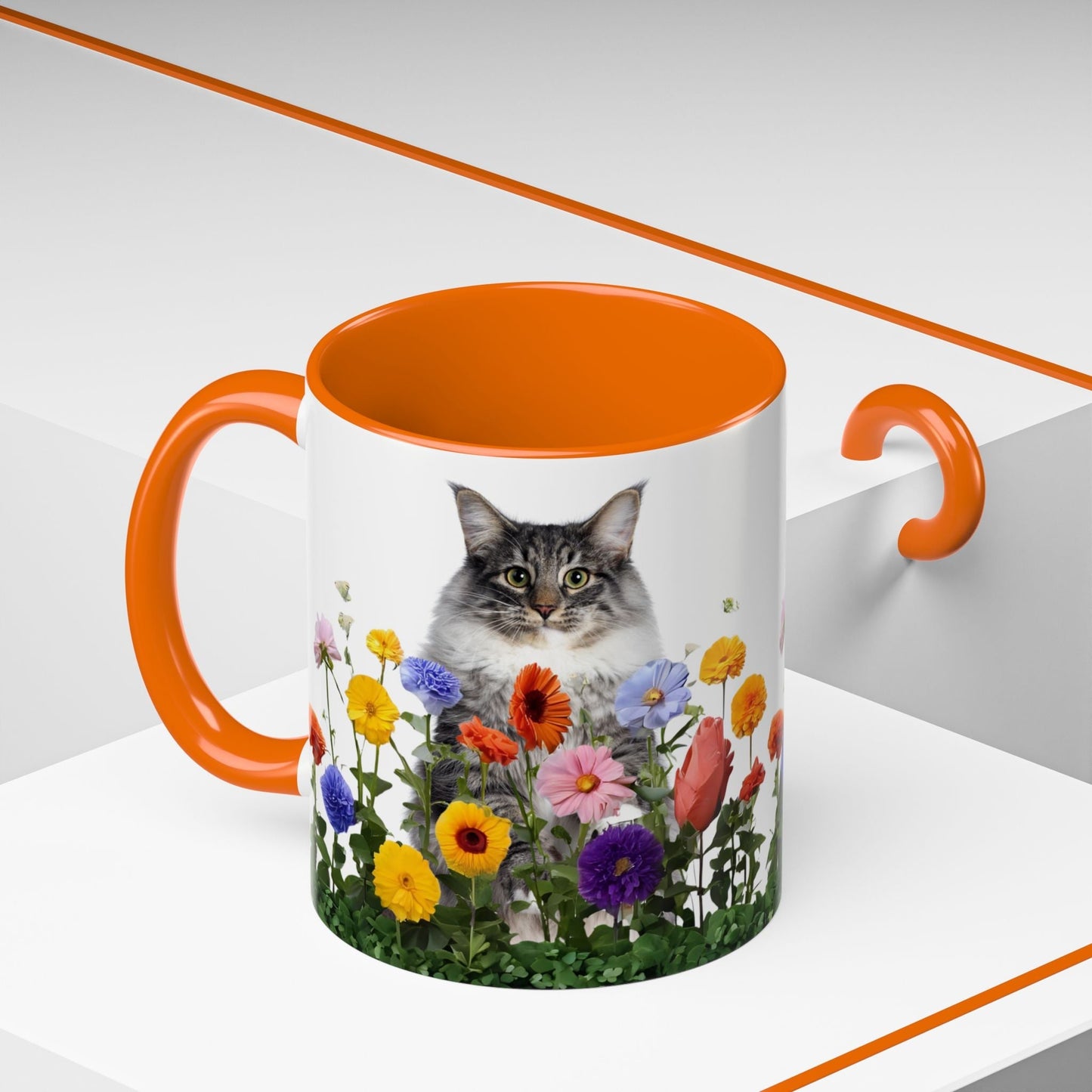 Floral Cats Coffee Mug - Vibrant Ceramic Drinkware
