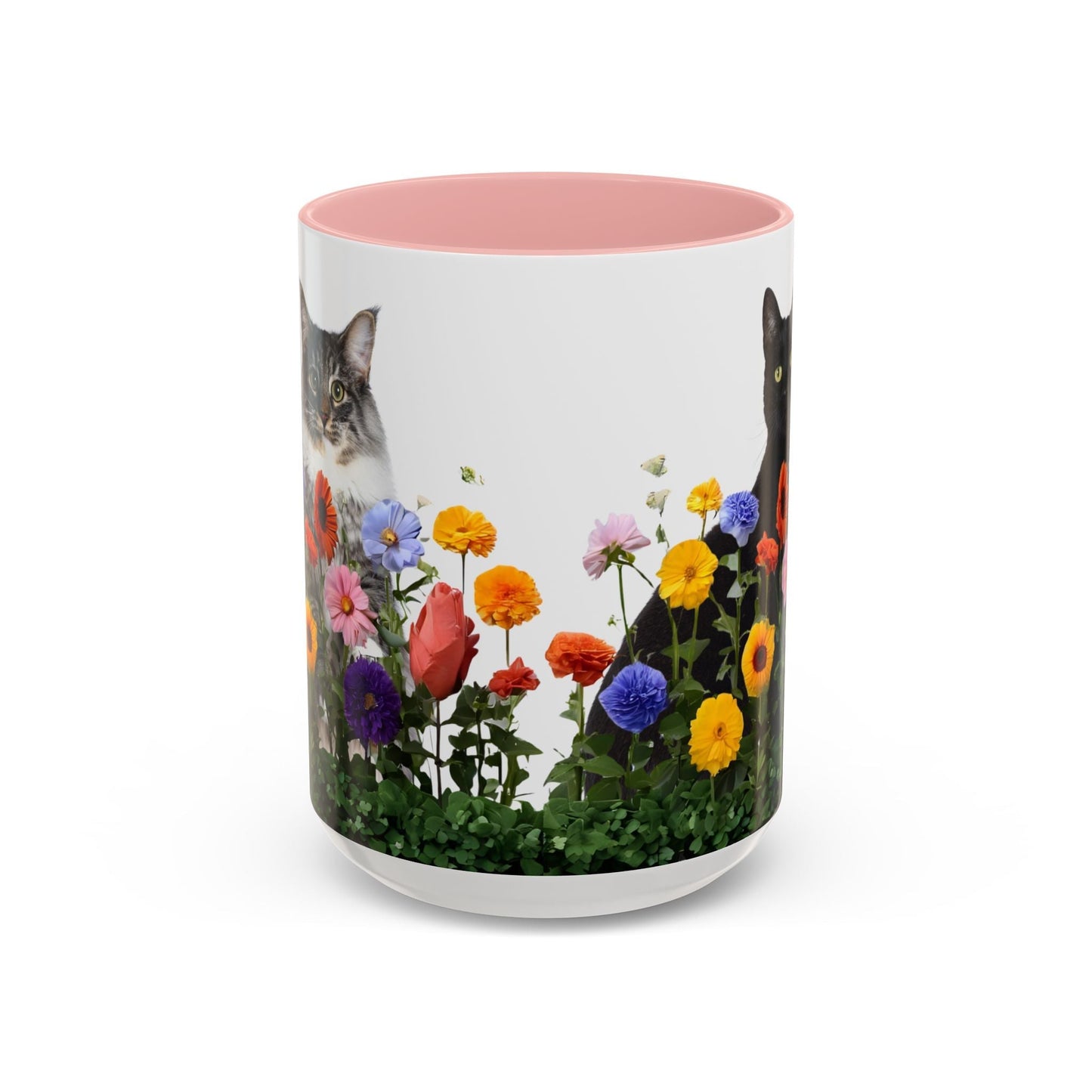 Floral Cats Coffee Mug - Vibrant Ceramic Drinkware