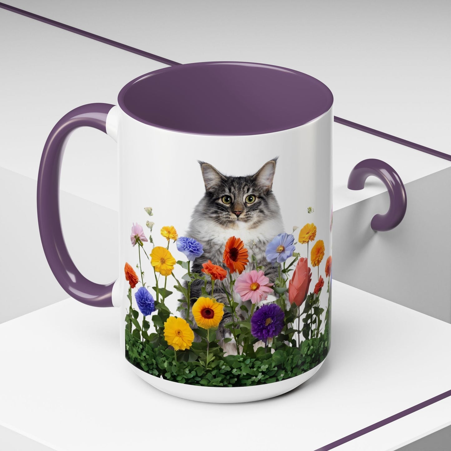 Floral Cats Coffee Mug - Vibrant Ceramic Drinkware