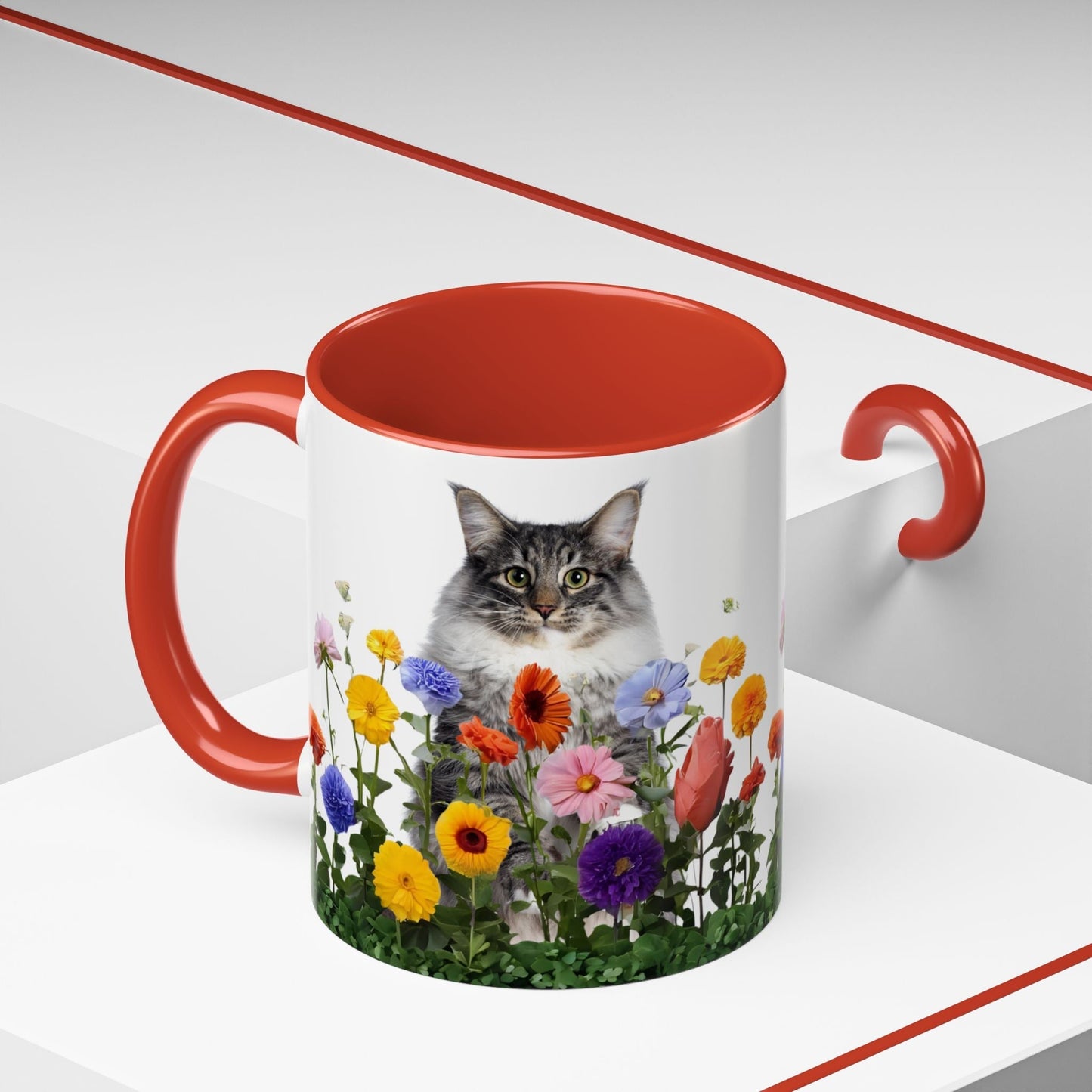 Floral Cats Coffee Mug - Vibrant Ceramic Drinkware