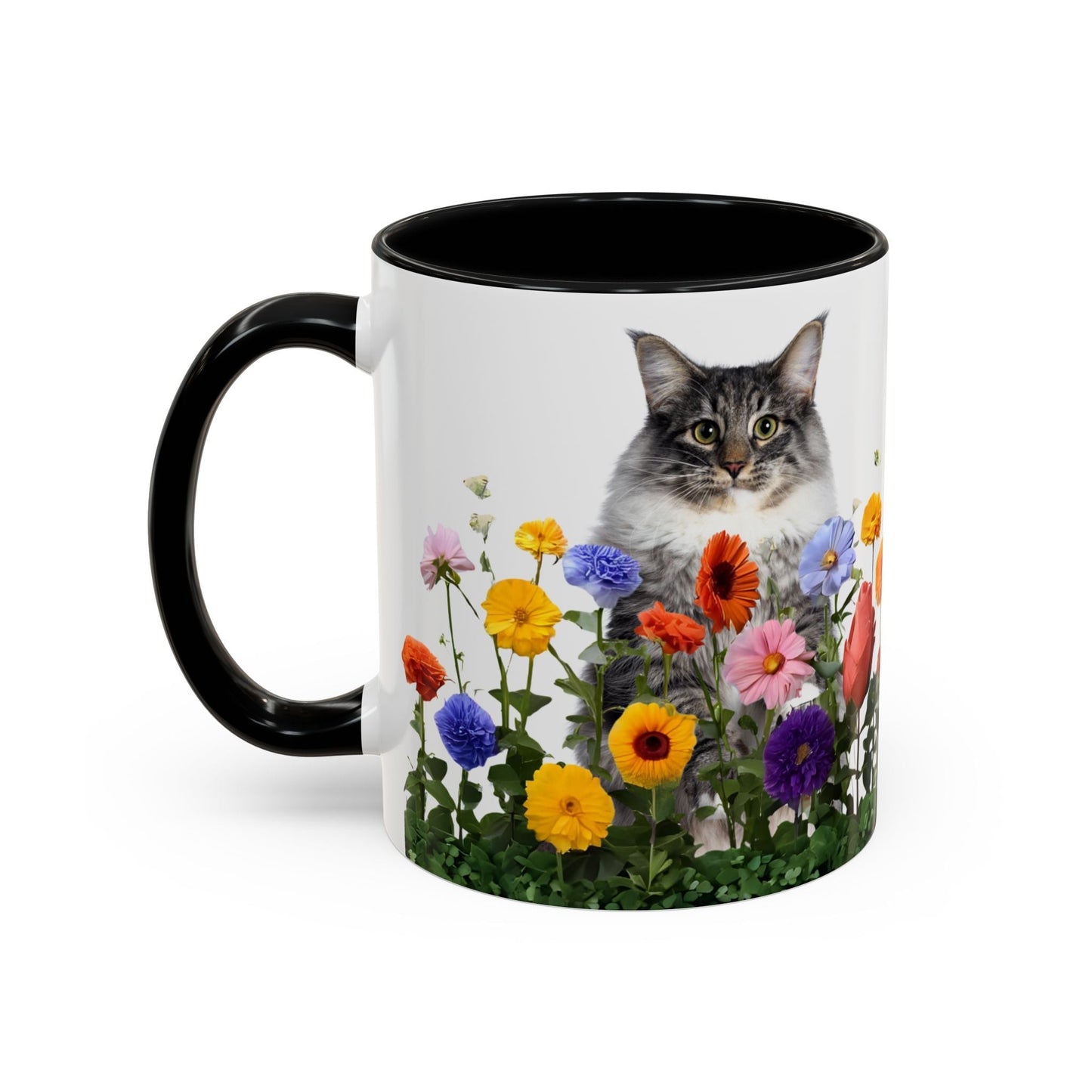 Floral Cats Coffee Mug - Vibrant Ceramic Drinkware