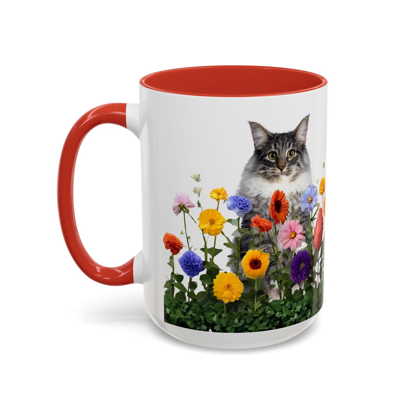 Floral Cats Coffee Mug - Vibrant Ceramic Drinkware
