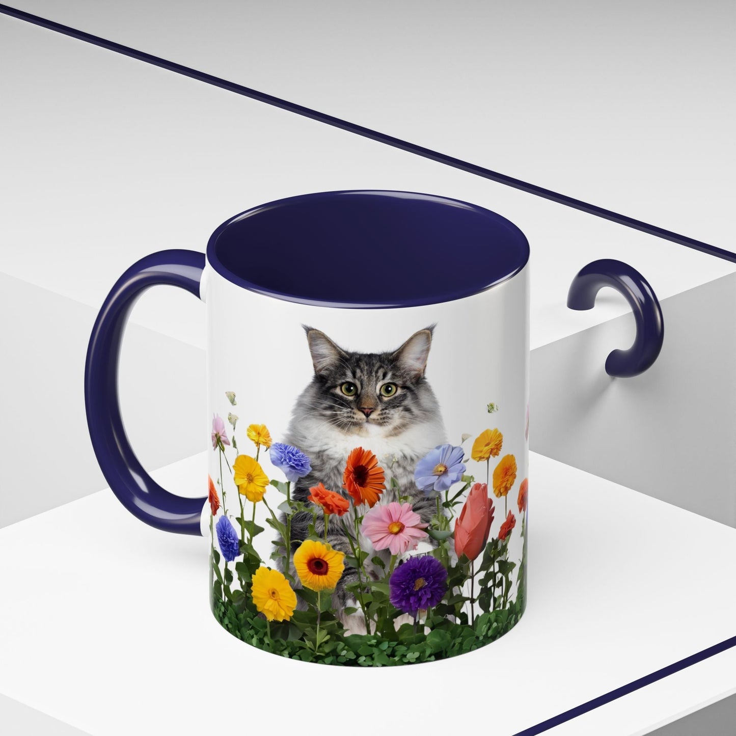 Floral Cats Coffee Mug - Vibrant Ceramic Drinkware