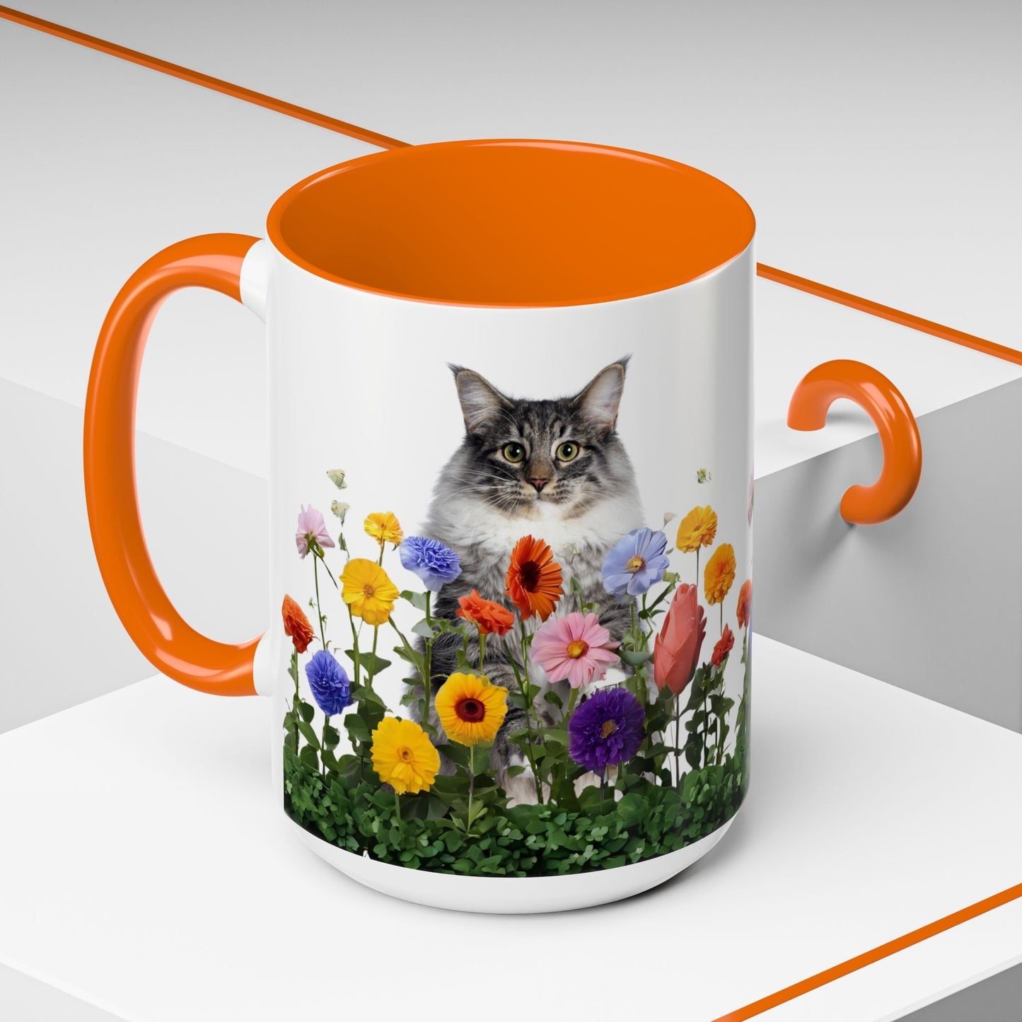 Floral Cats Coffee Mug - Vibrant Ceramic Drinkware