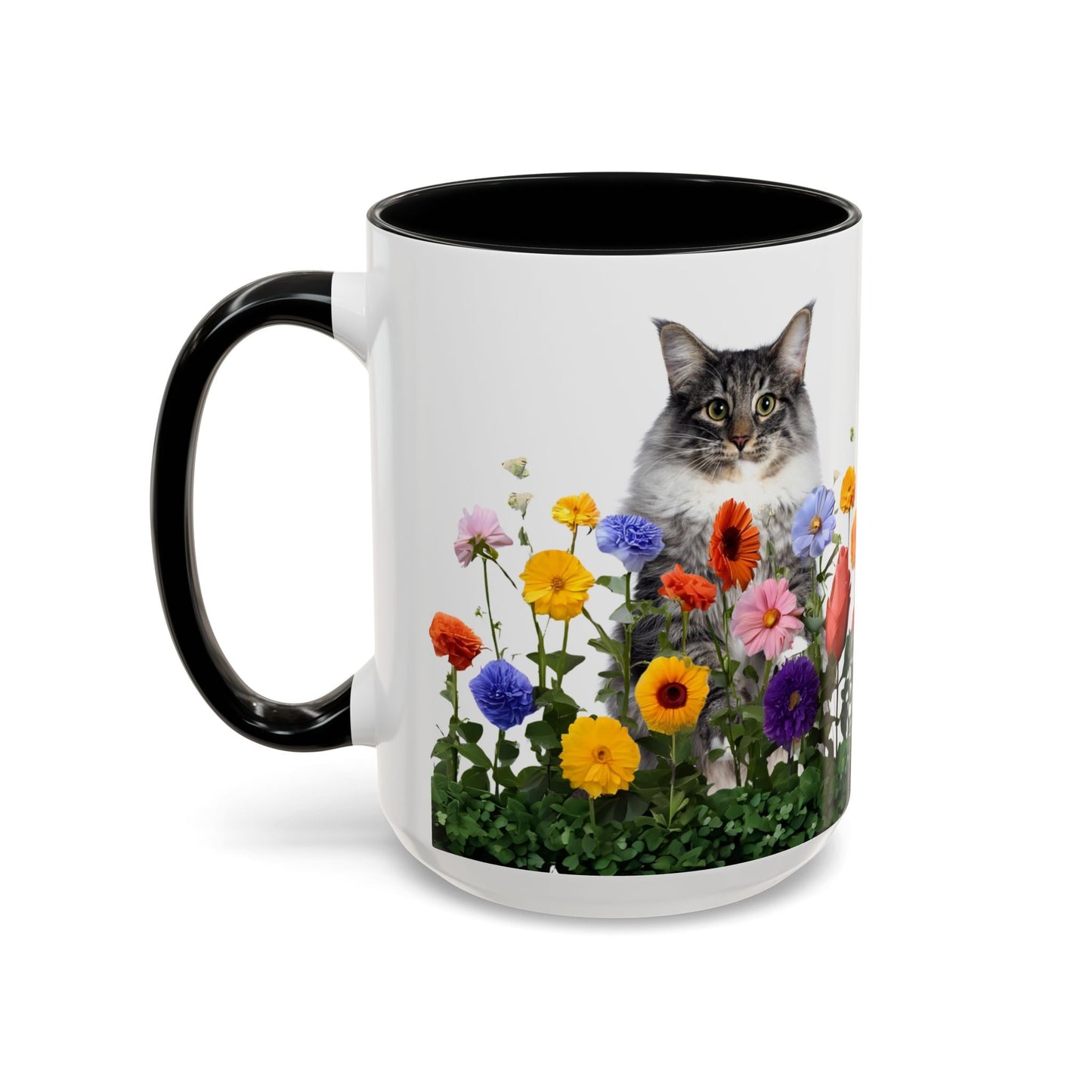 Floral Cats Coffee Mug - Vibrant Ceramic Drinkware