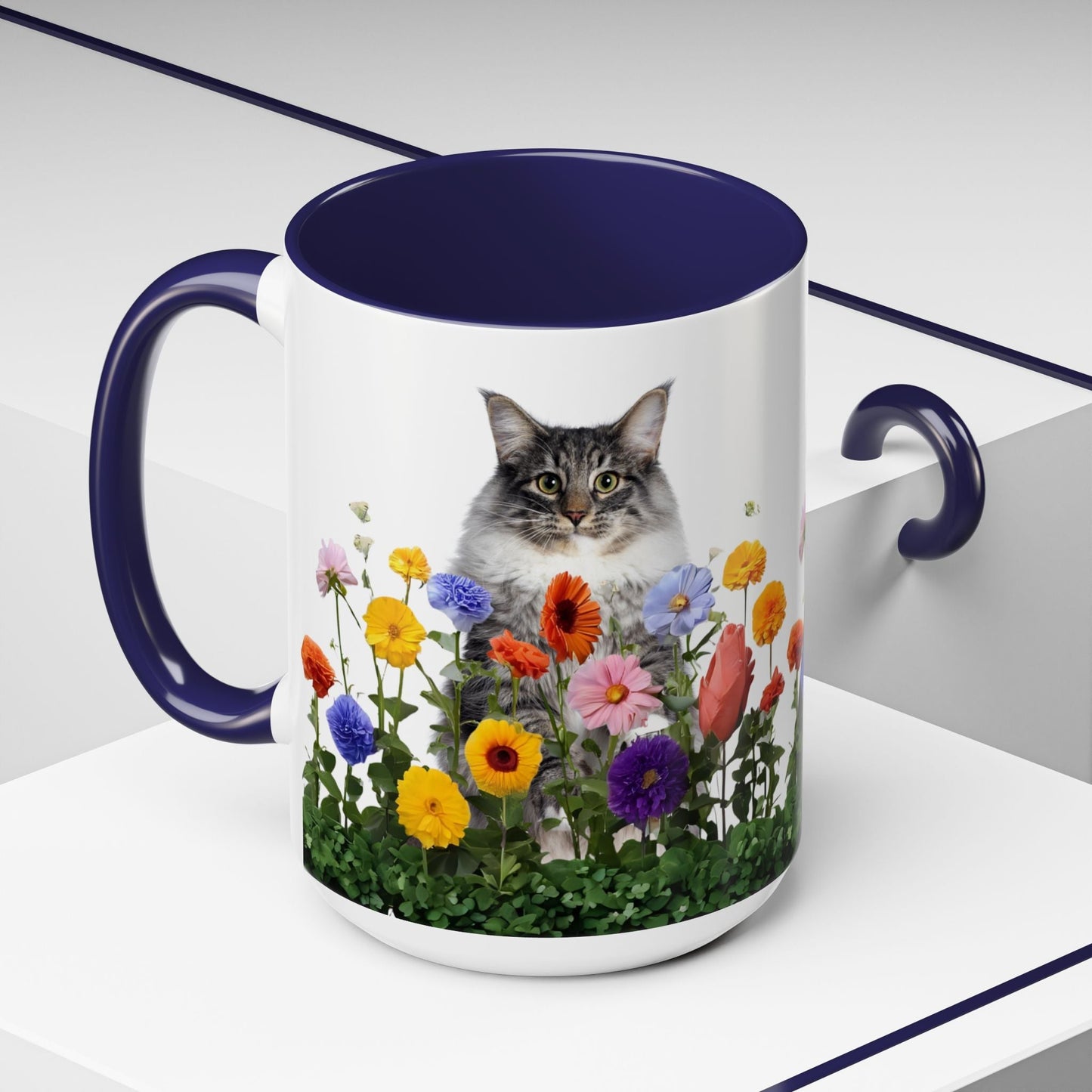 Floral Cats Coffee Mug - Vibrant Ceramic Drinkware