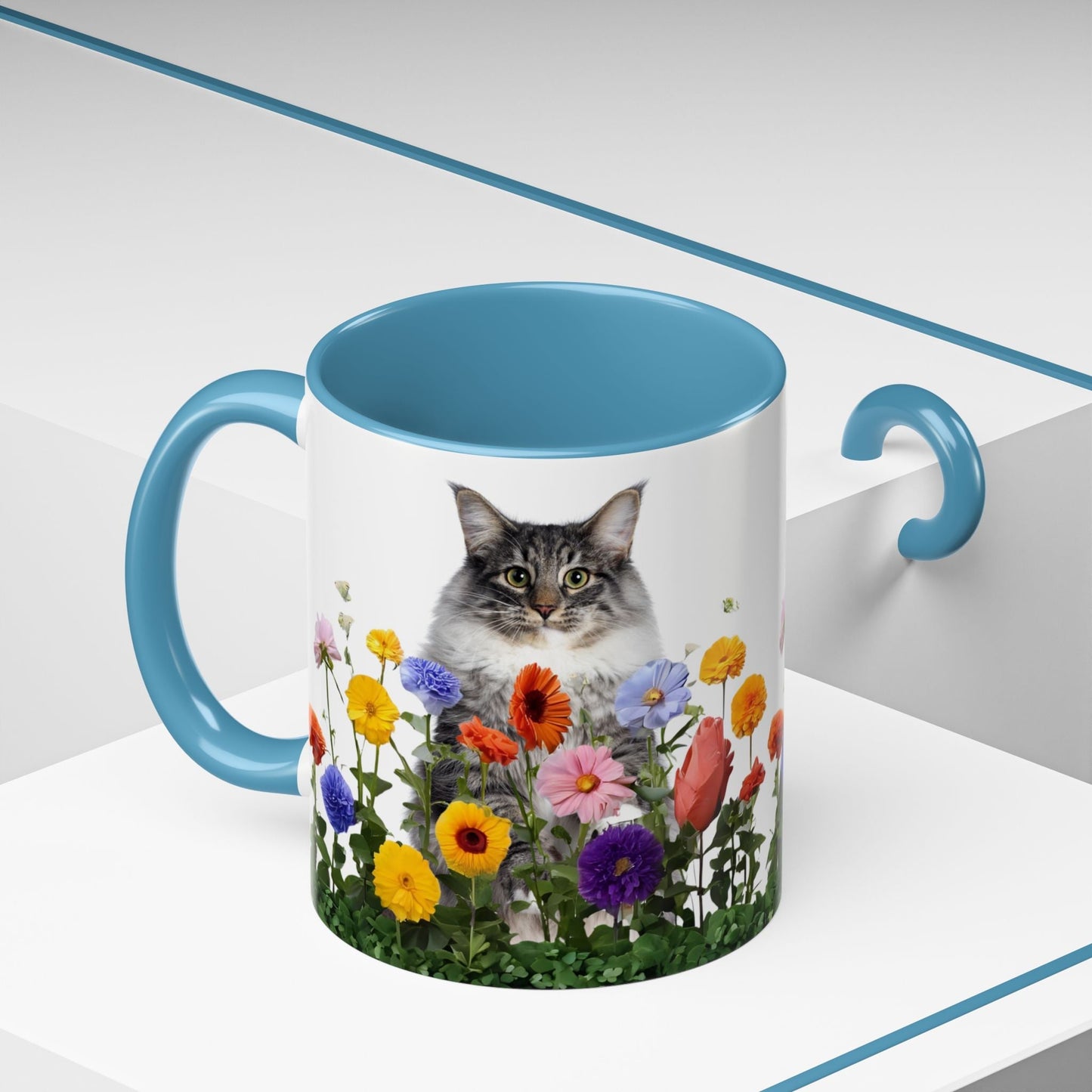 Floral Cats Coffee Mug - Vibrant Ceramic Drinkware
