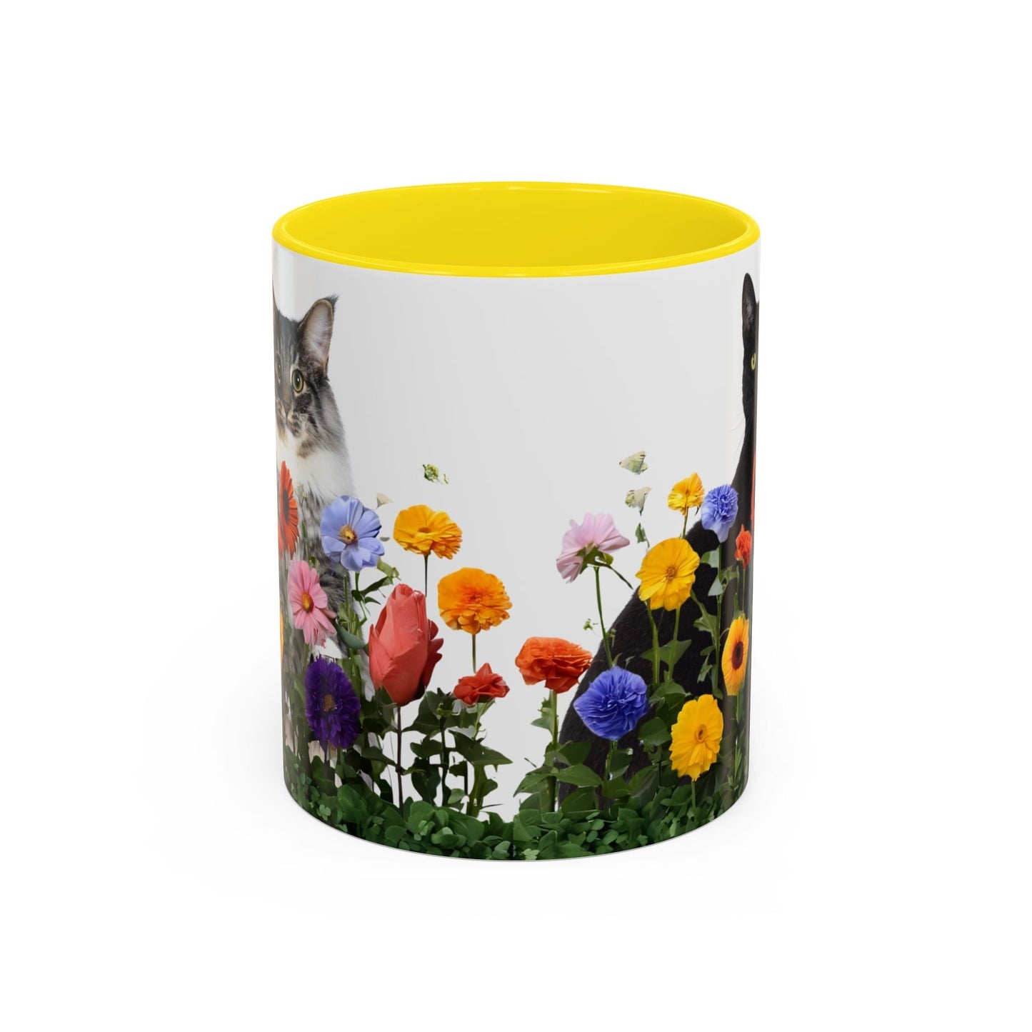 Floral Cats Coffee Mug - Vibrant Ceramic Drinkware