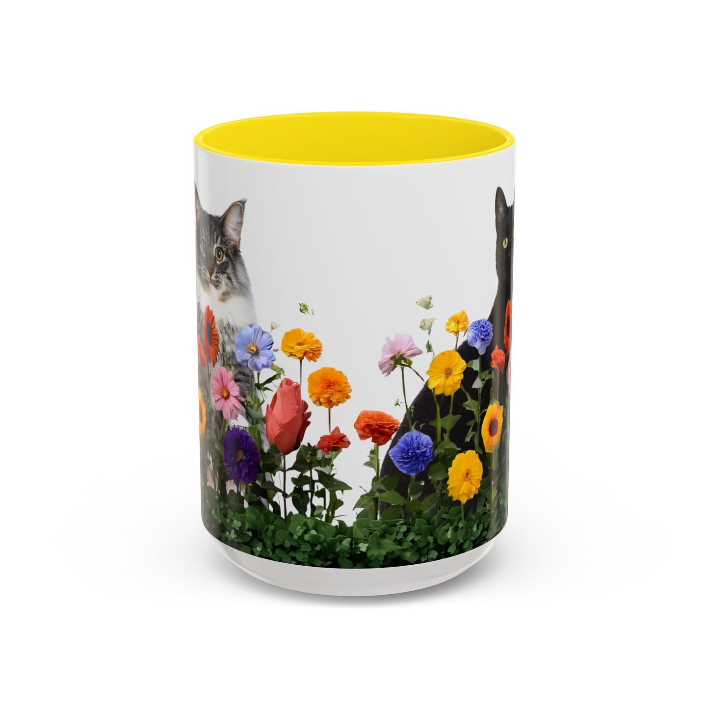 Floral Cats Coffee Mug - Vibrant Ceramic Drinkware