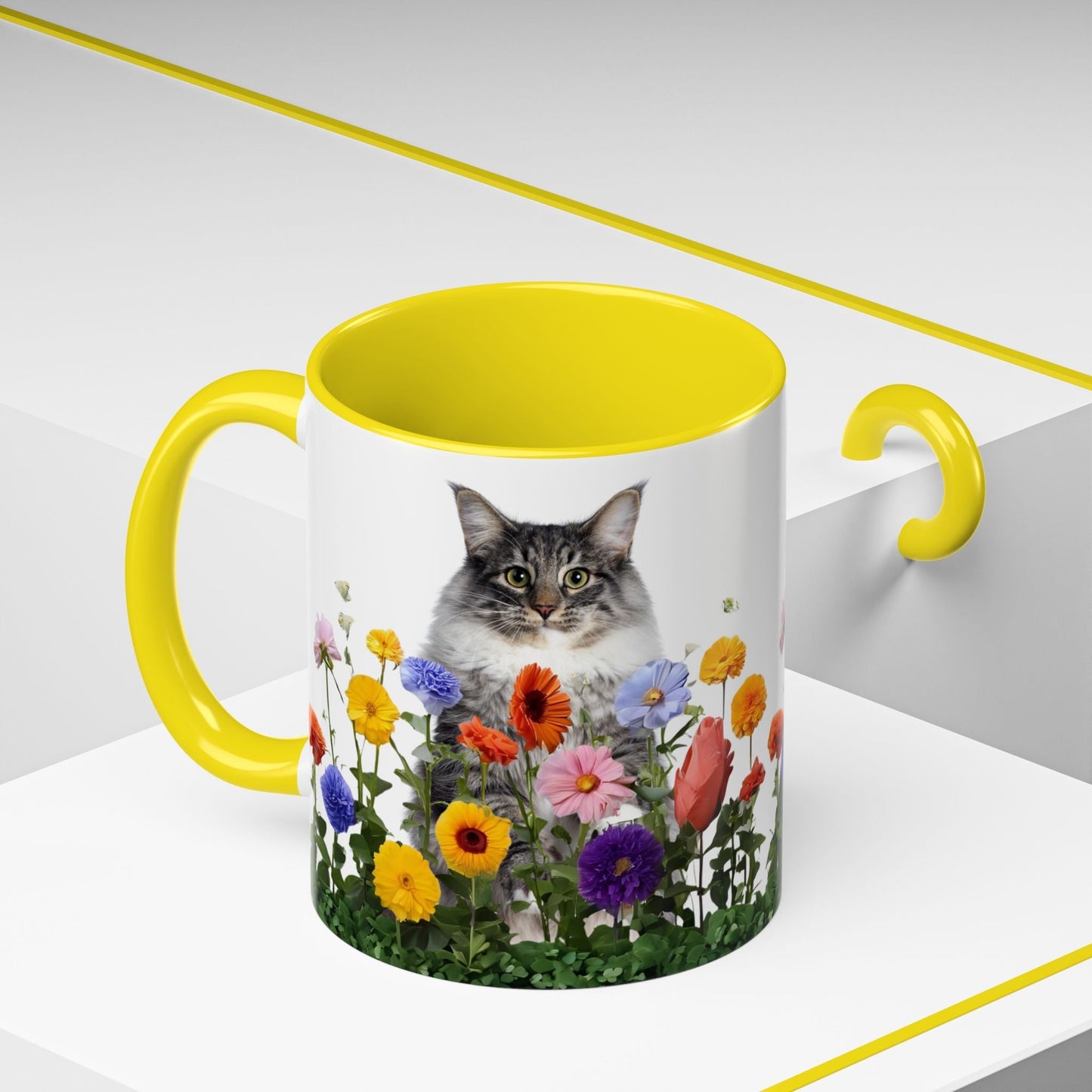 Floral Cats Coffee Mug - Vibrant Ceramic Drinkware
