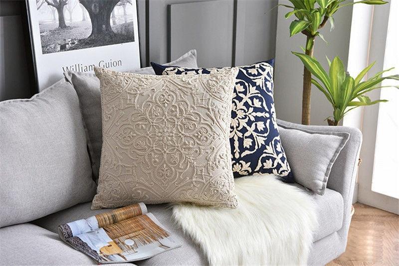 Fundas de Cojín Bordadas con Flores - Decoración Elegante para el Hogar