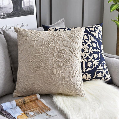 Floral Embroidered Throw Pillow Covers - Elegant Home Decor